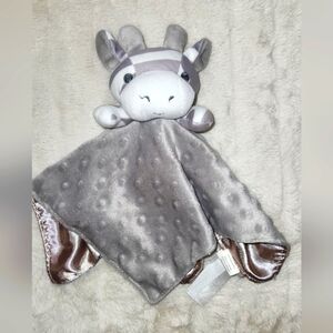 elegantbaby Giraffe Lovey Minky Plush Gray/White Gray Satin Lining  12” x 12”